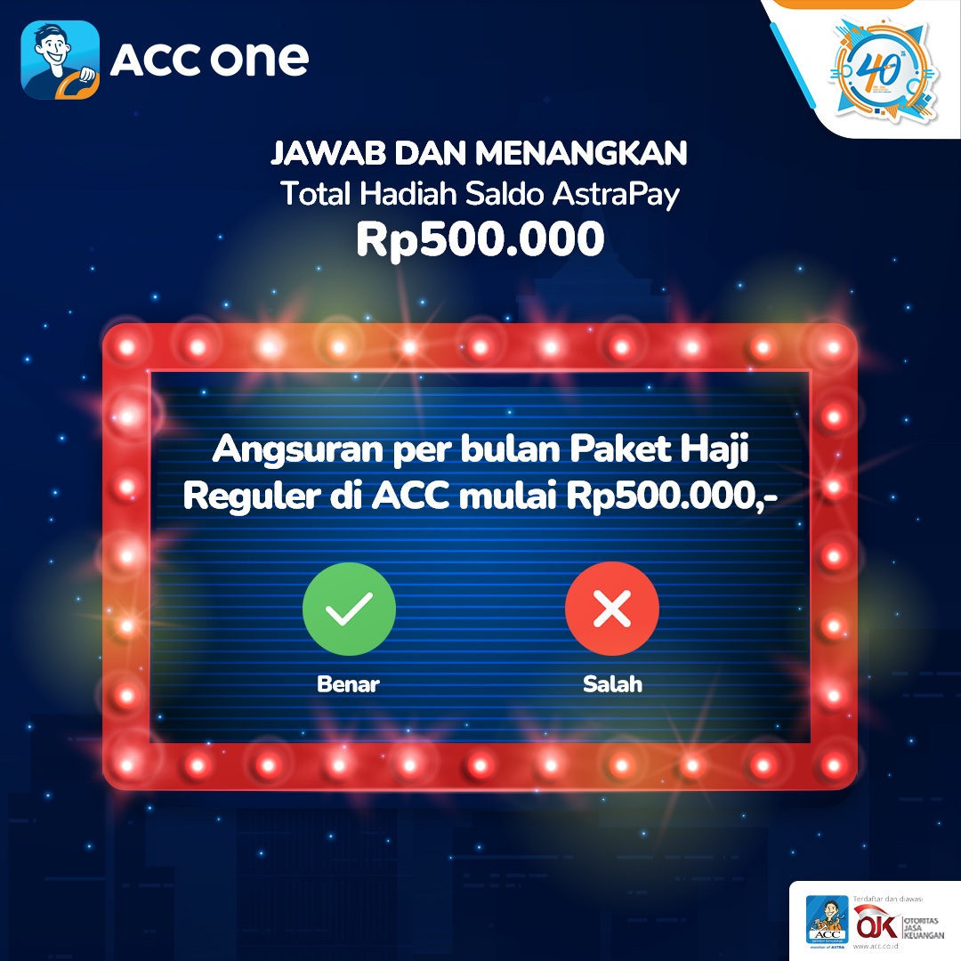 acconeid's tweet image. 🎁 #GIVEAWAY 🎁

1. Follow Twitter @acconeid
2. ❤️ &amp;amp; 🔁 postingan ini 
3. REPLY jawaban yang benar dengan hashtag #ACCGiveaway &amp;amp; mention 3 teman untuk ikutan
4. Pastikan akunmu tidak di-private 

🔎 Clue: Cek ACC Syariah Haji di acc.co.id

Periode: 21-30 Juni 2022