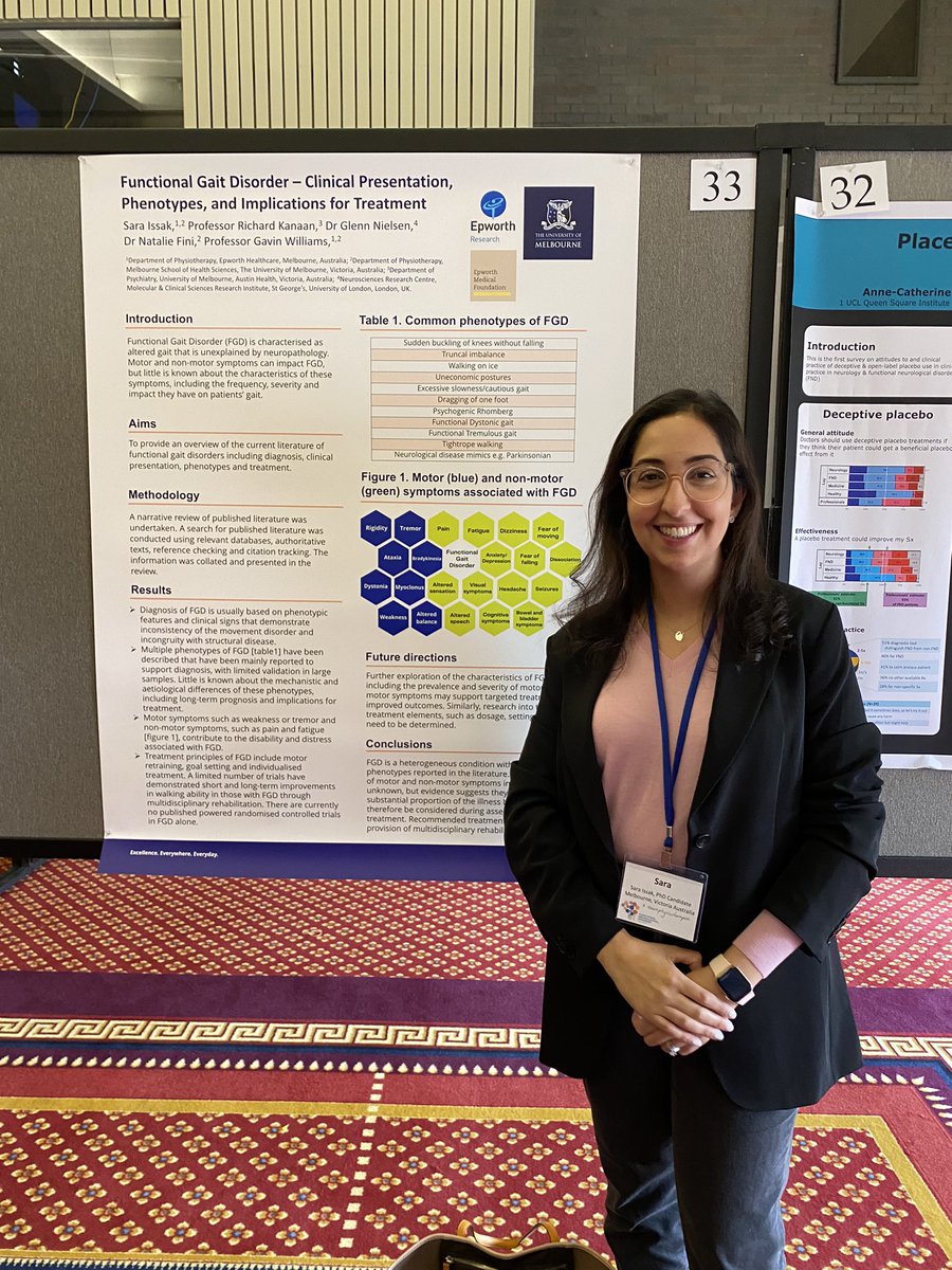 Proud moment having my poster up at the #FNDS2022 meeting in Boston <a href="/FNDSociety/">Functional Neurological Disorder Society</a> looking at Functional Gait Disorder - clinical presentation, phenotypes and implications for treatment🚶‍♀️ #FND <a href="/GNielsen_Physio/">Glenn Nielsen</a> <a href="/GavinWPhysio/">Gavin Williams</a> <a href="/NatFiniPhysio/">Natalie Fini</a> &amp; Richard Kanaan