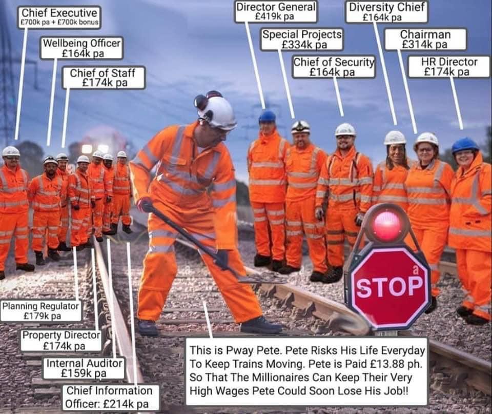 danh1923's tweet image. Never has it been so important to support a group of workers than now.
Denied a decent pay rise while the bosses live it up on their fantastic salaries.
@RMTunion @RmtYes @RMT_Scotland @rmtgsb