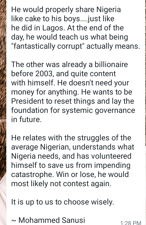 maxvayshia's tweet photo. Listen, there has been NO better description of the 3 Presidential aspirants than this. I promise you, you won't be getting a better description of Peter Obi, Jagaban and Atiku. Sanusi is SPOT ON on this. READ👇🏾 https://t.co/ILLUu34otH