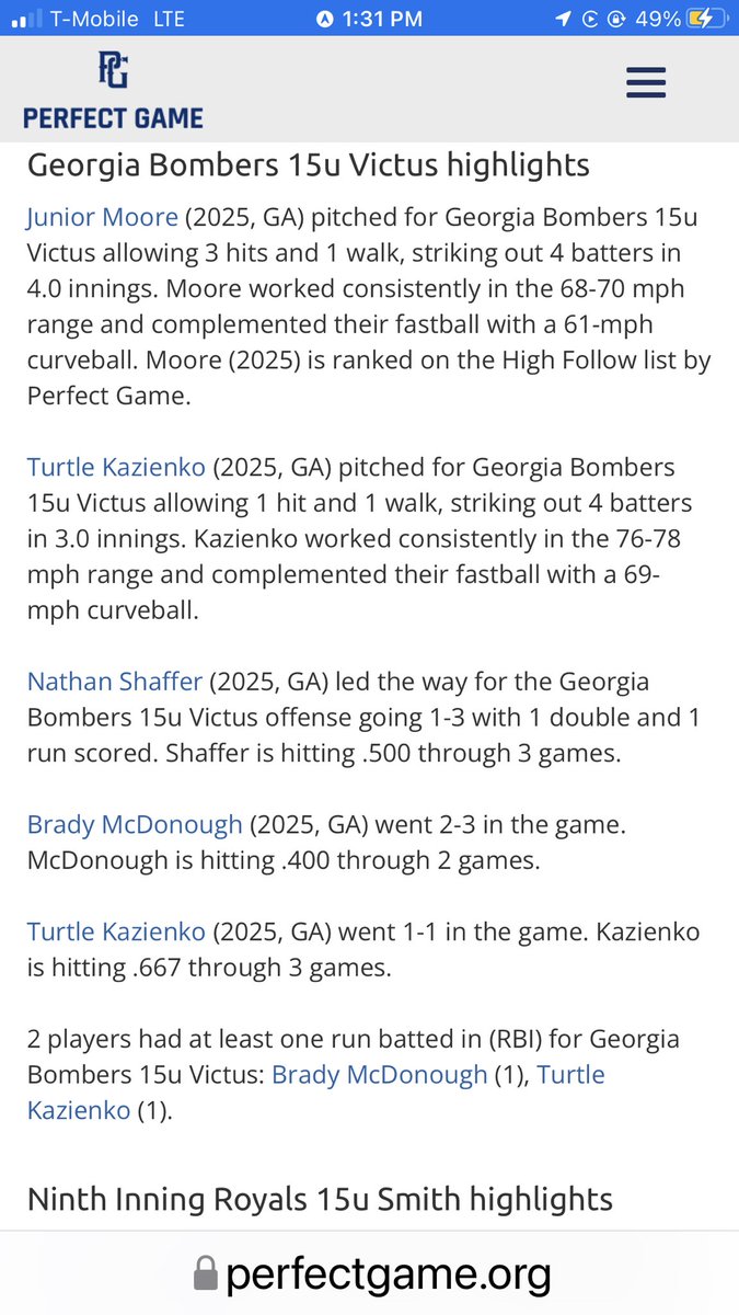 ChickKazienko's tweet photo. @KazienkoTurtle with a  Solid performance today on the mound and at the plate @GeorgiaBombers @PG_Georgia @PerfectGameUSA @WesRynders @TopPreps @FlatgroundApp @FlatgroundBats @jdragonbaseball @chrisbateman55 https://t.co/gXPbK8N7WO