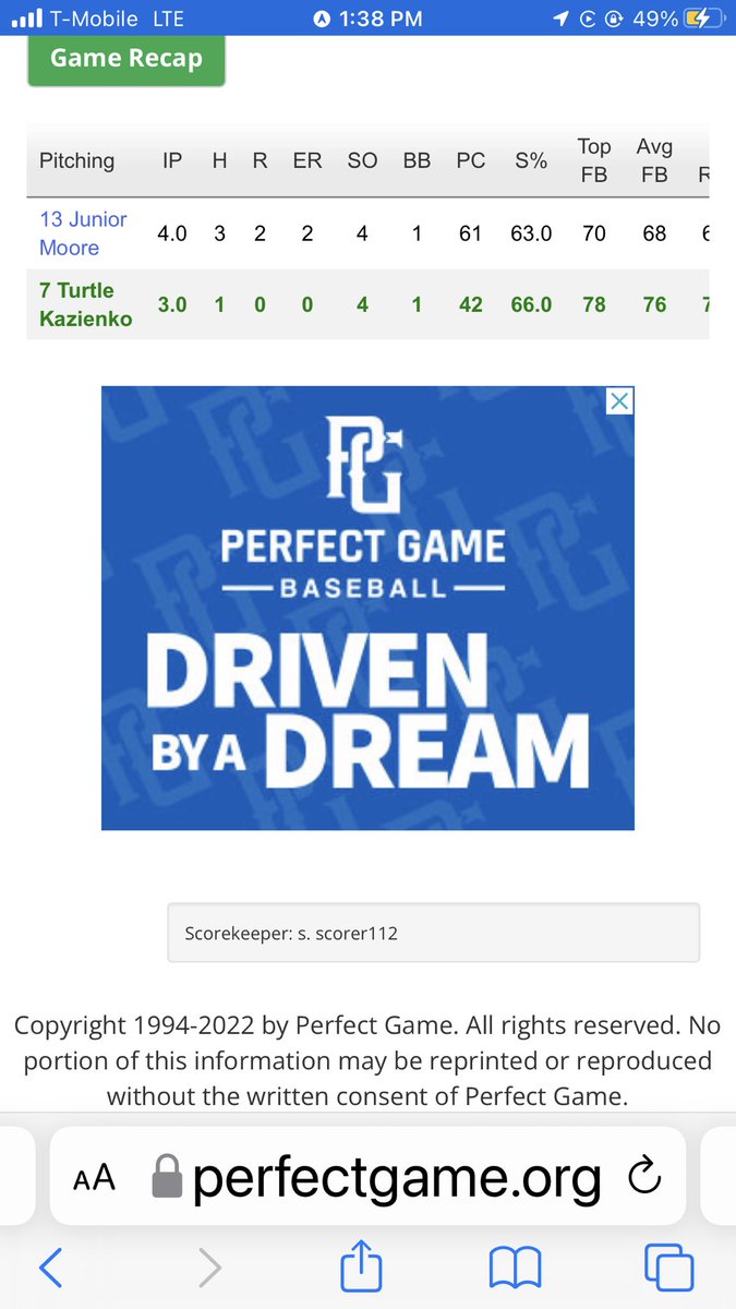 ChickKazienko's tweet photo. @KazienkoTurtle with a  Solid performance today on the mound and at the plate @GeorgiaBombers @PG_Georgia @PerfectGameUSA @WesRynders @TopPreps @FlatgroundApp @FlatgroundBats @jdragonbaseball @chrisbateman55 https://t.co/gXPbK8N7WO