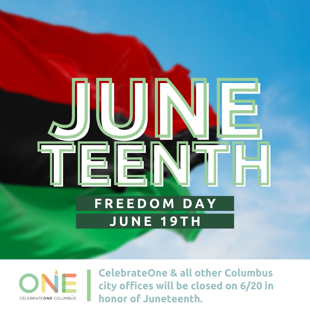 Juneteenth—also known as Freedom Day, Jubilee Day and Emancipation Day—is an American holiday celebrated annually on June 19th commemorating the end of slavery in the U.S.

Today, Columbus City Hall will be illuminated red, black, and green – the colors of the Pan-African flag!