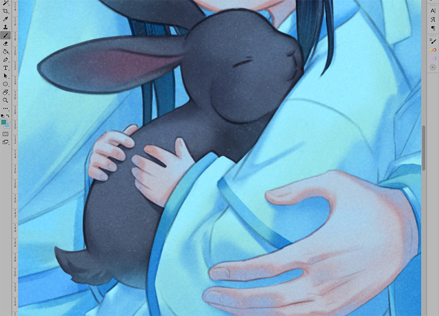 rabbit animal animal hug long sleeves hug black hair long hair  illustration images