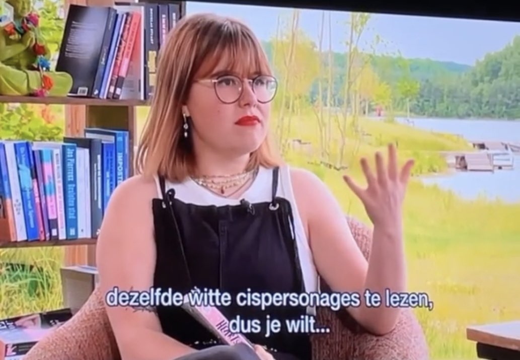 loonieslibrary's tweet photo. not me basically saying books with only straight white cis characters are boring on national television https://t.co/5dtyDHZFKO
