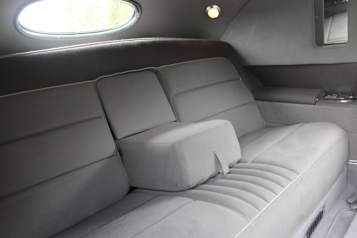 Mercomatic's tweet photo. 1955 #Cadillac Series 75 Custom Limo by #Derham; 331 cid, 4 bbl, 250 hp. Only two Derham bodied Series 75 Limos were built, both for John D. Rockefeller. It includes a power divider window, front & rear air conditioning, wool broadcloth rear seats, jump seats & black leather top. https://t.co/5gmmpdbs56