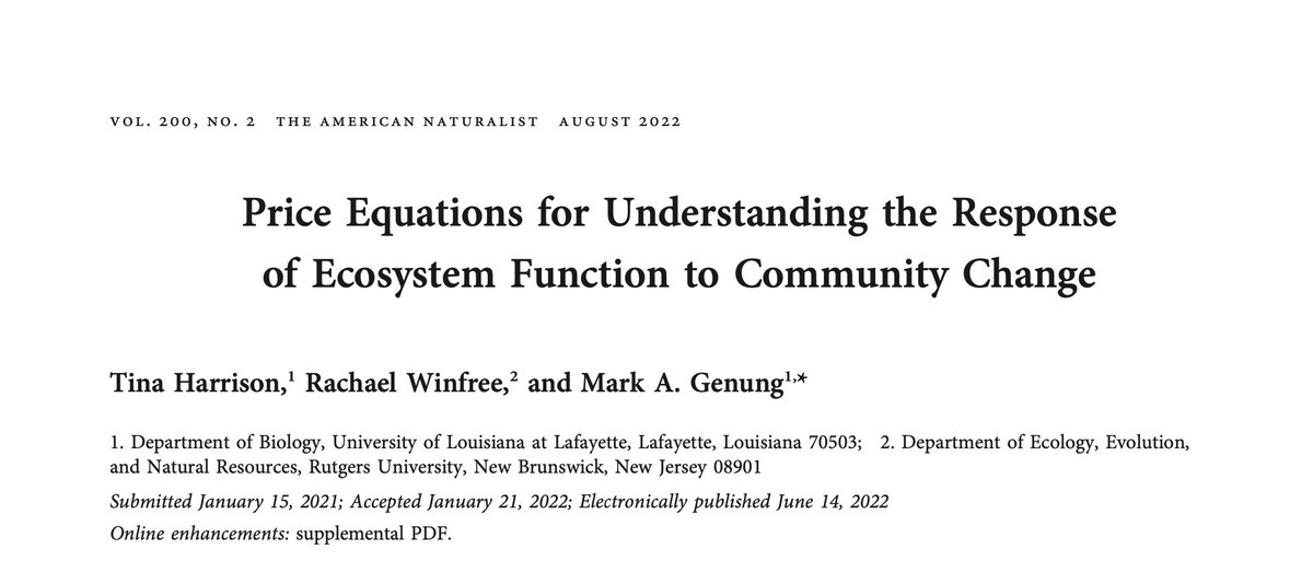 This is a brilliant (with brilliance attributable to former lab postdocs Tina Harrison and Mark Genung) and very useful paper. Researchers can now include the role of abundance, not just species, in biodiversity-ecosystem functioning analyses.