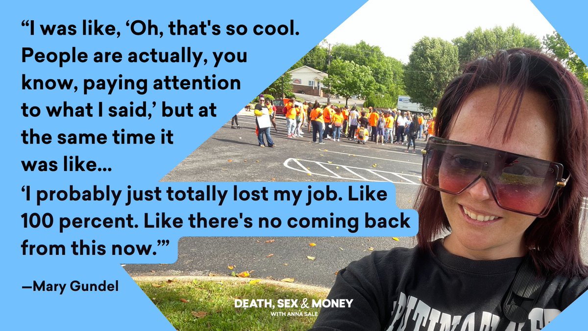 deathsexmoney's tweet photo. During another overwhelming shift at Dollar General, @GundelMary filmed a dozen TikToks which launched her out of the career she’d dedicated herself to and into labor organizing. Hear Mary talk about going viral and fighting for better working conditions: https://t.co/bLuFXPRlbo https://t.co/FyNeRVuXL7