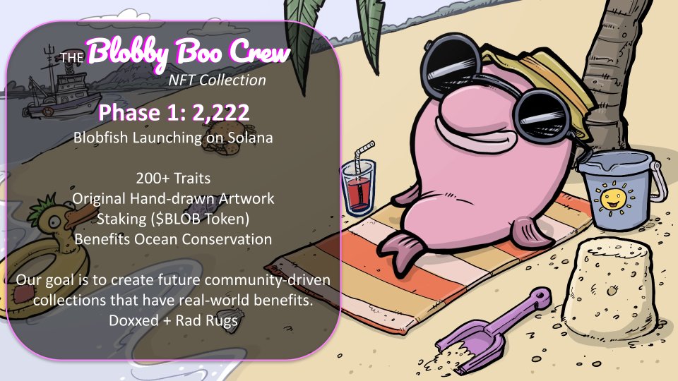 🌊Wanna learn more about the #BlobbyBooCrew?

🐠Website blobbyboocrew.com

🔔Presentation Overview bit.ly/BBCrew

💥Discord discord.gg/blobbyboocrew 

⚡AssureDefi KYC bit.ly/bbcrewKYC

🏆RadRugs rankings.radrugs.io

#Solana #SolanaNFTs #NFts  #BlobbyBoo