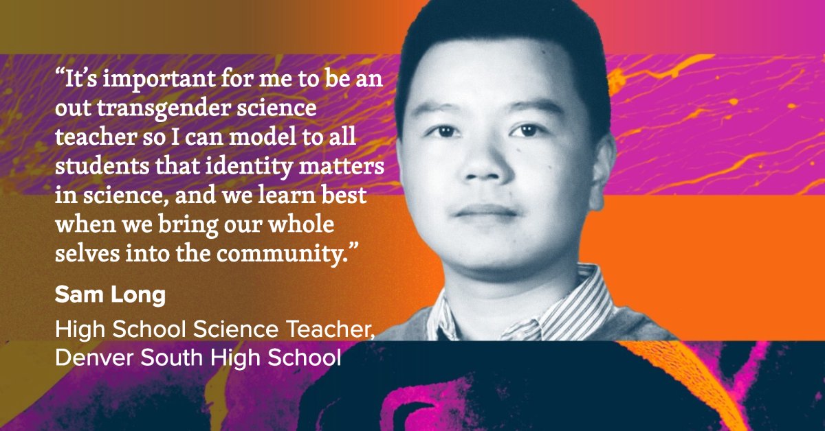 GladstoneInst's tweet photo. Sam Long (@samlong713) is a Chinese-American transgender man and high school science teacher in Denver. He cofounded a website for gender-inclusive biology curriculum resources. Hear Sam discuss his work at #OutinScience
Read an interview with Sam: https://t.co/voYlQr0Ap0 https://t.co/SuHFr8Z1IL