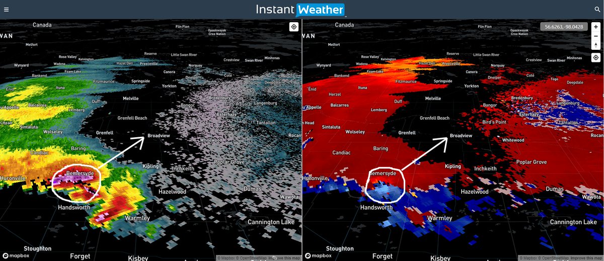 IWeatherSK's tweet photo. 2:46 PM - Sun, June 19, 2022:
We continue to detect rotation and damaging hail on this storm near #Corning that is tracking to the northeast. It may have the potential to reach #Esterhazy and will likely pass through #Windthorst, #Broadview, and #Whitewood. #skstorm #mbstorm https://t.co/8tnav4kujm