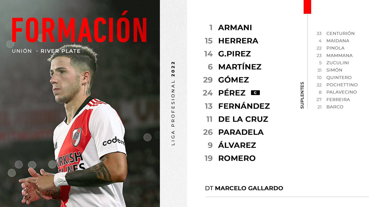 #LigaProfesional| Así va #River para enfrentar a #Unión en Santa fe por la cuarta fecha de la Liga.