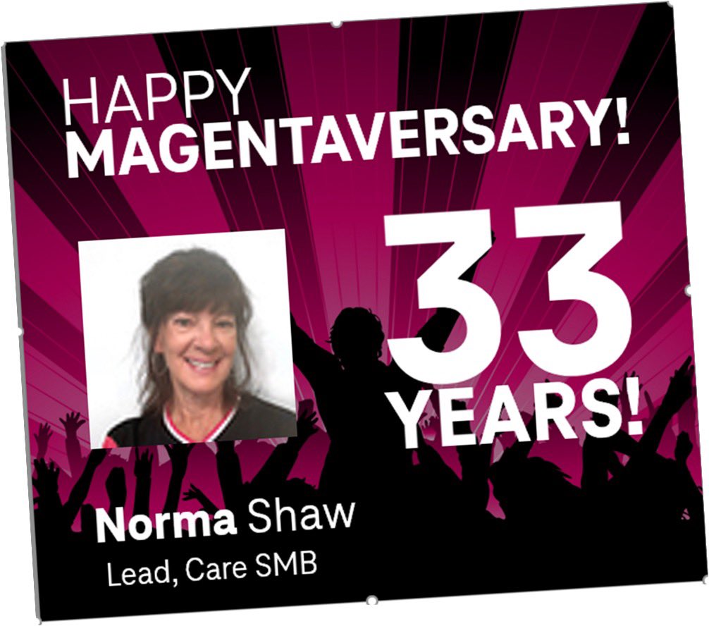 Happy 33 year MAGENTAVERSARY to Norma Shaw, Dedicated expert Team Lead in Atlanta!  What an amazing accomplishment!!
