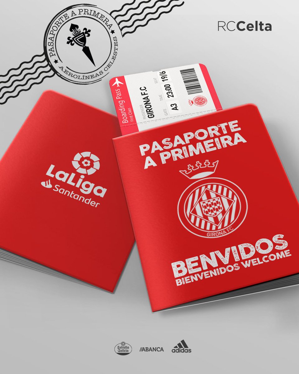 RCCelta's tweet photo. Benvinguts, @GironaFC! 🙌👋 Enhorabona a la vostra afició i especialment a @davidjunca17, us esperem a @LaLiga! https://t.co/QK1aEhPlBK