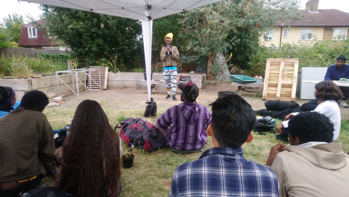 Fabulous afternoon with #CocoCollective at Ital Garden on Firhill Rd, discovering big range of Afro heritage food growing &amp; cutting  edge poetry &amp; rhyme - exemplary community participation &amp; transformation of this site in just one year. Happy Anniversary! 🎉🌱 <a href="/WeAreLewisham/">WeAreLewisham</a>