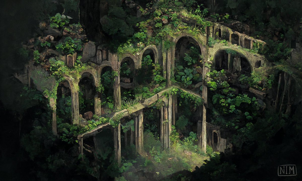 A new landscape background! Overgrown ruins 🌱 You can buy rights to use it on my itch page artofnim.itch.io/overgrown-ruins