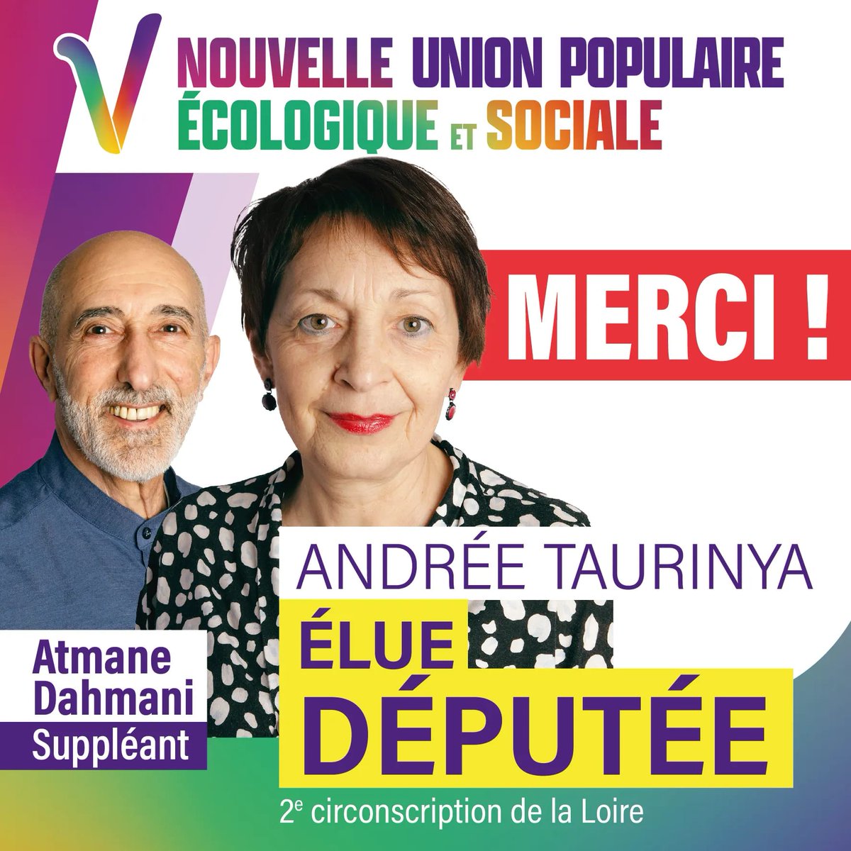 Très fier·es de notre nouvelle députée dans la Loire. Merci pour tout #legislatives2022 #NUPES #circo420z #VcommeVictoire
