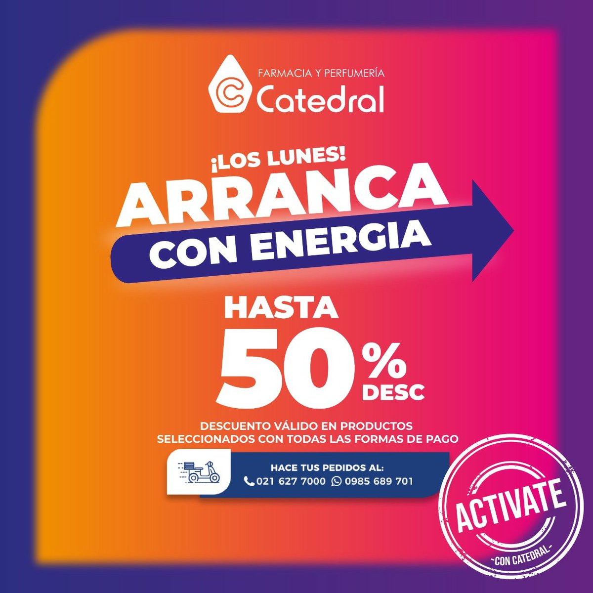FarmaCatedral's tweet photo. Los Lunes Arranca cargado de Energía🎉 🤩💙
Descuentos especiales en Vitaminas y suplementos ✨
Te esperamos en cualquiera de nuestras sucursales

#farmaciacatedral #amamoscuidarte https://t.co/FcEitsY25R
