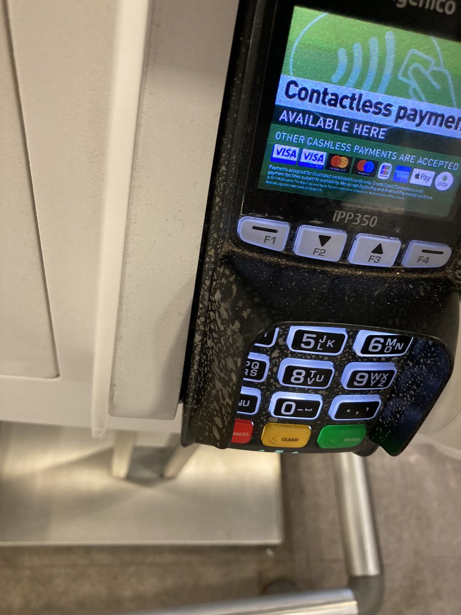 Jobee_Wan's tweet photo. @McDonaldsUK look at the state of this card terminal - it’s filthy, and they were all like that 🤢 have your cleanliness standards dropped? #putoff #vile #Scaredtotouch #gladihadhandsanitiser https://t.co/CAnFRsK5Nq