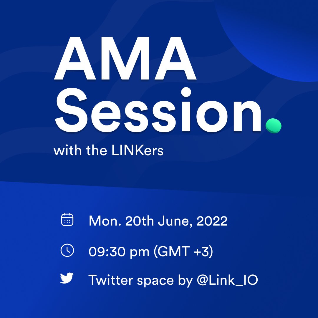 Link_IO's tweet photo. @Link_IO is hosting a twitter space AMA session 
 📅 Monday .20th june
 🕐  9.30pm(GMT +3) 

Ask questions,drop suggestions and enquiries
Can't wait to see you there 👋. https://t.co/2WrOgQWRyI