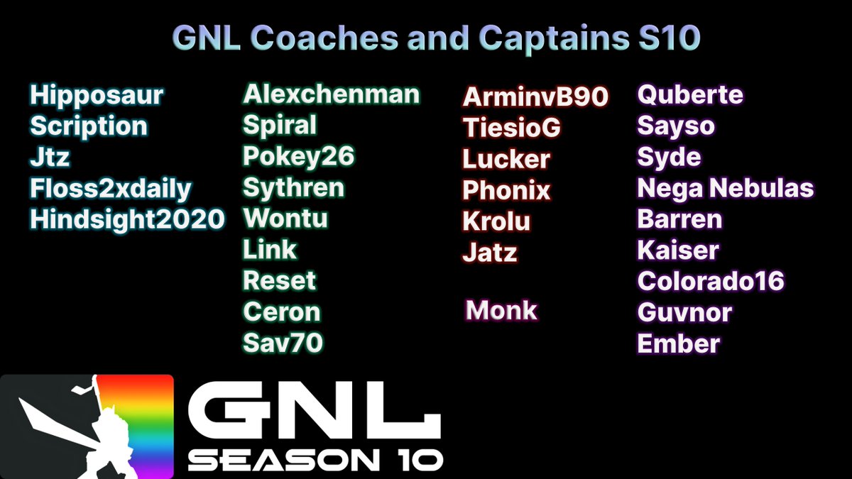 You have until this Wednesday to sign up for GNL S10!
warcraft-gym.com/gnl/signup/

The turn out has been amazing so far~  Not only as players but also to help coach and captain.  

You may see some new (but very familiar) faces on the coaches list!