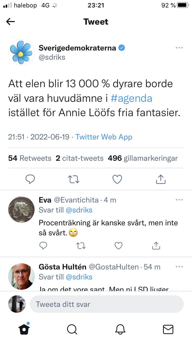 Bastiljen_J's tweet photo. Trettontusen procent alltså. Jag betalade trehundra förra månaden, blir alltså närmare fyra miljoner nästa gång. Saftigt. Men skönt att nån säger som det är. https://t.co/QwR2RG13xY