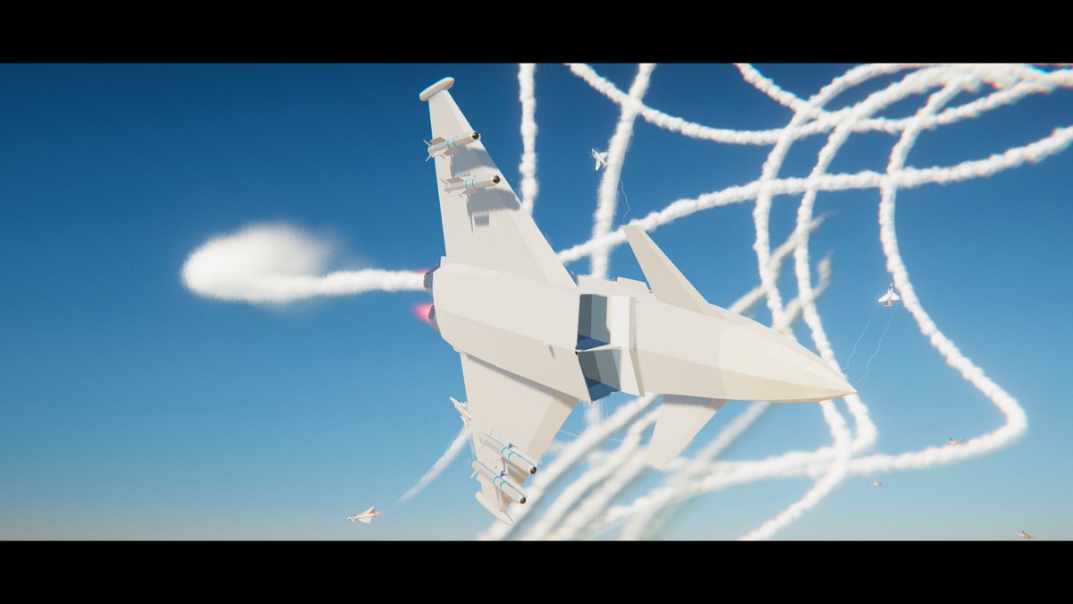fl4shpoint's tweet photo. Contrails. #gamedev #indiedev #lowpoly https://t.co/twXVWmXr0U