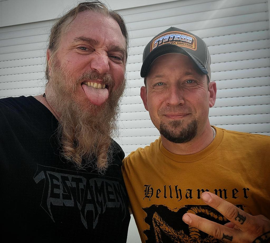 Give me a sign... ...in the light I'm no good Too much hellish heat at Hellfest. But didn't stop Michael Poulsen from stopping by. We managed to talk a lot about old school death metal...including Autopsy..! #deathtoall #deathtoalltour2022 #volbeat