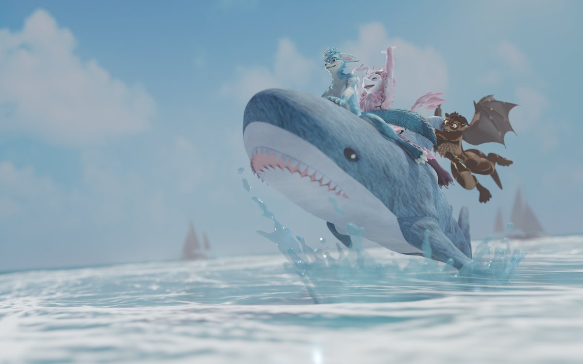 Kyderra's tweet photo. Made a render while staying over at some friends
@AlexBlu_ @AtryFox and me,

We all got #Blahaj's https://t.co/1CFYQVrktB