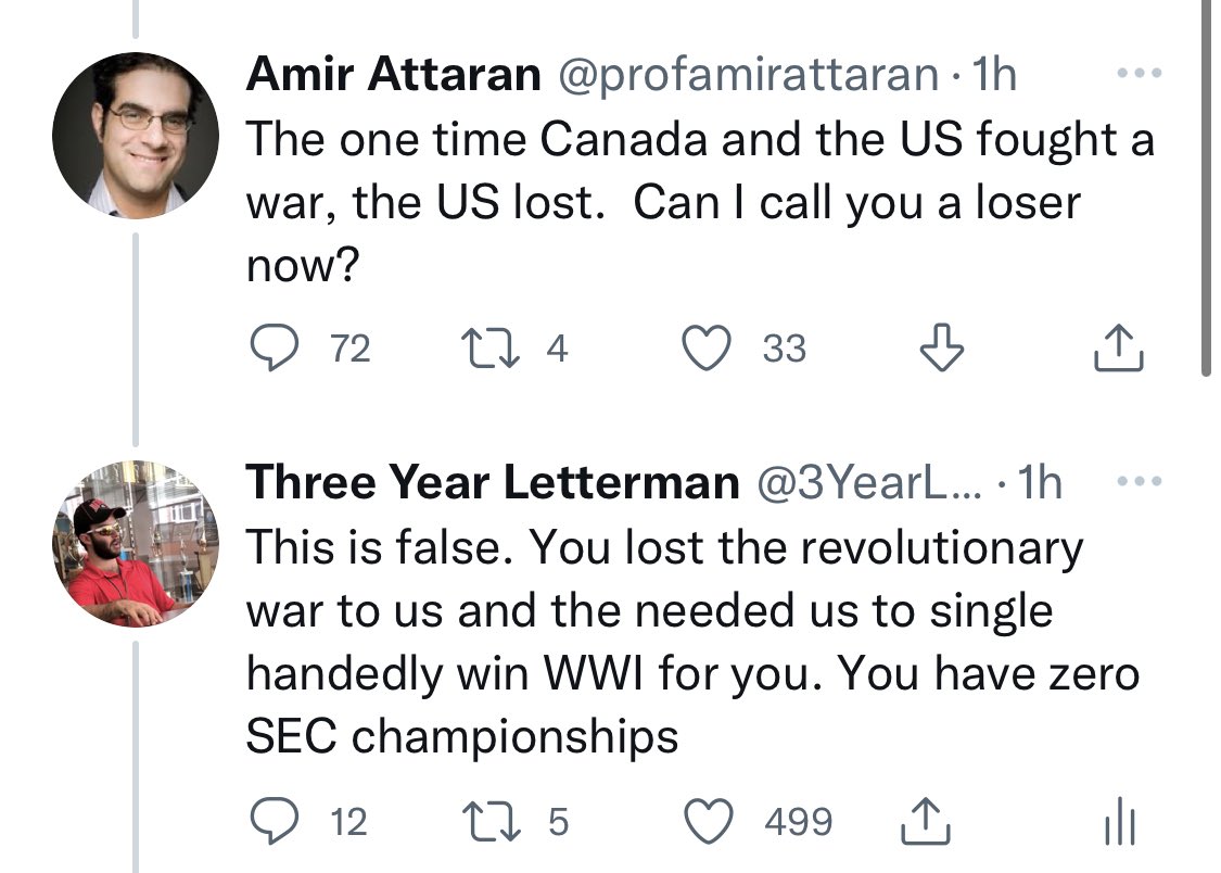 3YearLetterman's tweet photo. When I have to mention panning for gold in Dahlonega to a Canadian, you know things are getting serious https://t.co/wXNV00Mjwo