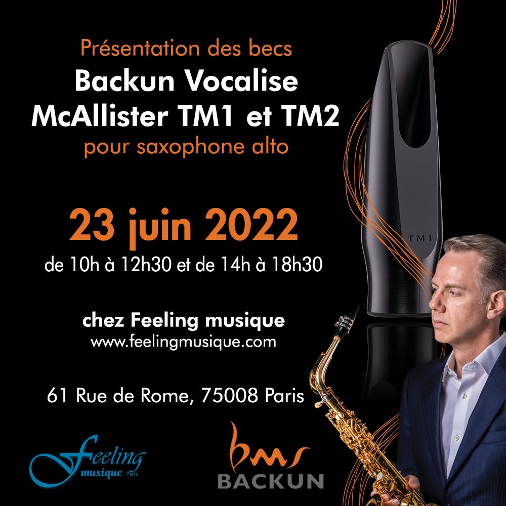 FeelingMusique's tweet photo. Le nouveau bec pour saxophone alto Backun Vocalise, en présentation exclusive chez Feeling Musique, Jeudi 23 Juin 2022... Venez le découvrir... https://t.co/y8viI43wa6