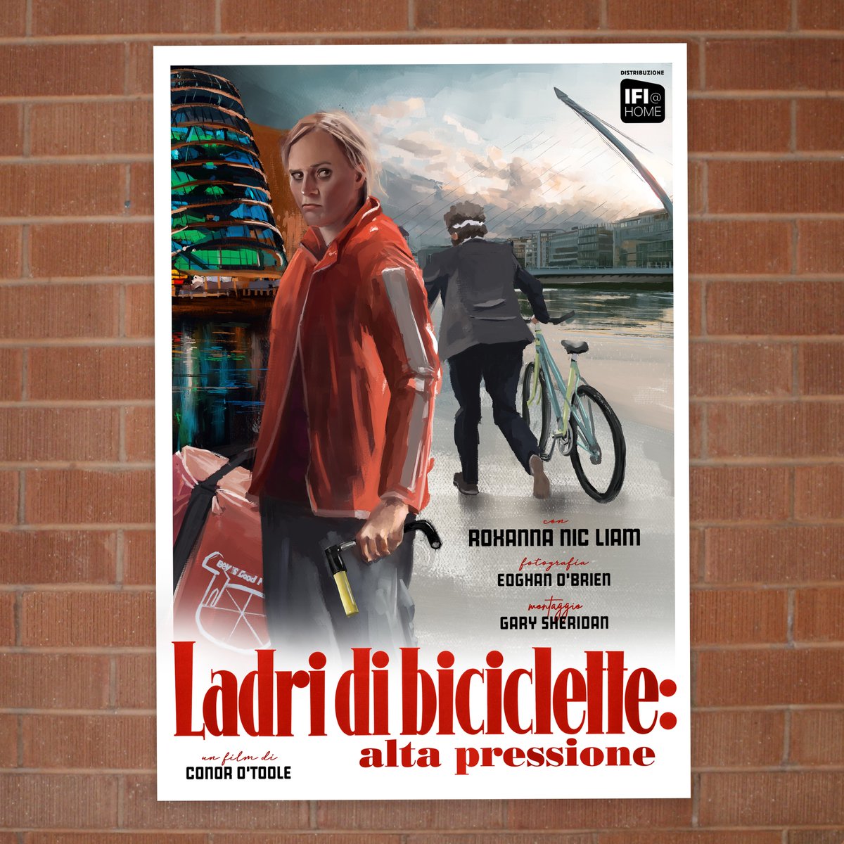 ConorOToole's tweet photo. Look at this incredible pastiche of the original Bicycle Thieves poster that @Njgify did up for us! So neo-real!!  Come see #BTPU tomorrow at 6.20pm, tickets here: https://t.co/Wvuebw17yz https://t.co/J2XT39rNWZ
