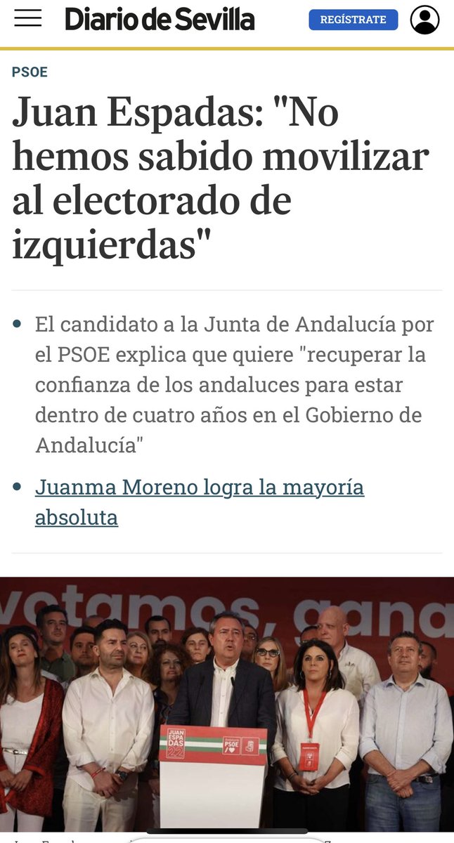🔴Quién va a asumir la responsabilidad de los peores resultados de la historia?
🔴<a href="/sanchezcastejon/">Pedro Sánchez</a> y <a href="/_JuanEspadas/">Juan Espadas Cejas</a>  harán autocrítica y reconocerán que han hecho fracasar al PSOE de Andalucía?
🔴Aún podemos empeorar. Está en juego el gobierno de nuestros municipios, en 2023.