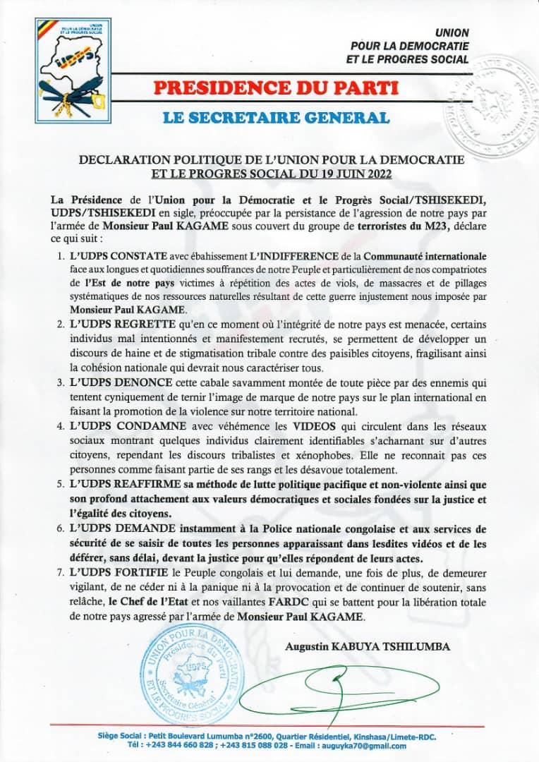 kazadi_peter's tweet photo. L'UDPS dénonce ! https://t.co/N0FPKwqb7h