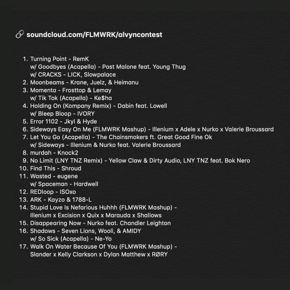 FLMWRK ๐ฅ (๐ Hard Mix!) (@flmwrk) on Twitter photo Last time took an L but today I bounce back ๐ Entered a DJ contest for @ALVYNofficialโs HEADLINE SHOW via <a href="/WeDreamWorlds/">We Dream Worlds</a>!
๐ง Support my mix:
soundcloud.com/flmwrk/alvyncoโฆ
๐ซ Get tickets:
yolonightclub.com/event/alvyn-06โฆ
Pls Like/RT if you dig the mix and wanna see me perform :) Last time took an L but today I bounce back ๐ Entered a DJ contest for @ALVYNofficialโs HEADLINE SHOW via <a href="/WeDreamWorlds/">We Dream Worlds</a>!
๐ง Support my mix:
soundcloud.com/flmwrk/alvyncoโฆ
๐ซ Get tickets:
yolonightclub.com/event/alvyn-06โฆ
Pls Like/RT if you dig the mix and wanna see me perform :)