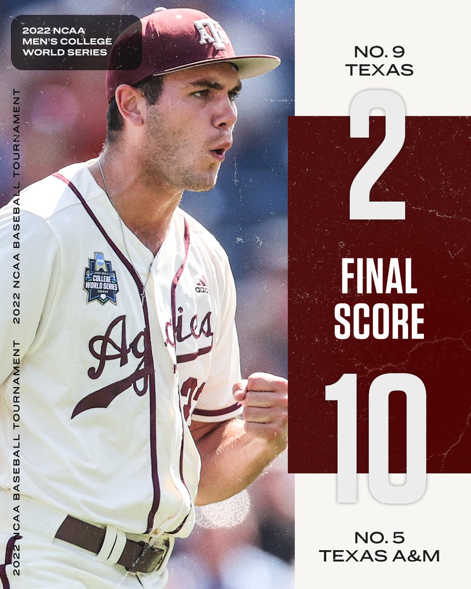 THE AGGIES ELIMINATE THE LONGHORNS ‼️ @AggieBaseball is still dancing in Omaha.