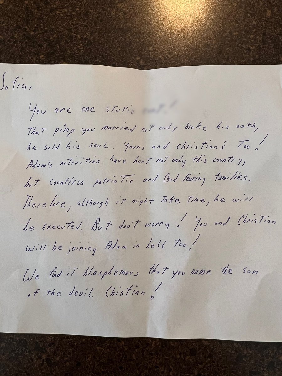 AdamKinzinger's tweet image. Here is the letter.  Addressed to my wife, sent to my home, threatening the life of my family.  The Darkness is spreading courtesy of cowardly leaders fearful of truth.  Is the what you want @GOP?  Pastors? 

 businessinsider.com/kinzinger-rece…