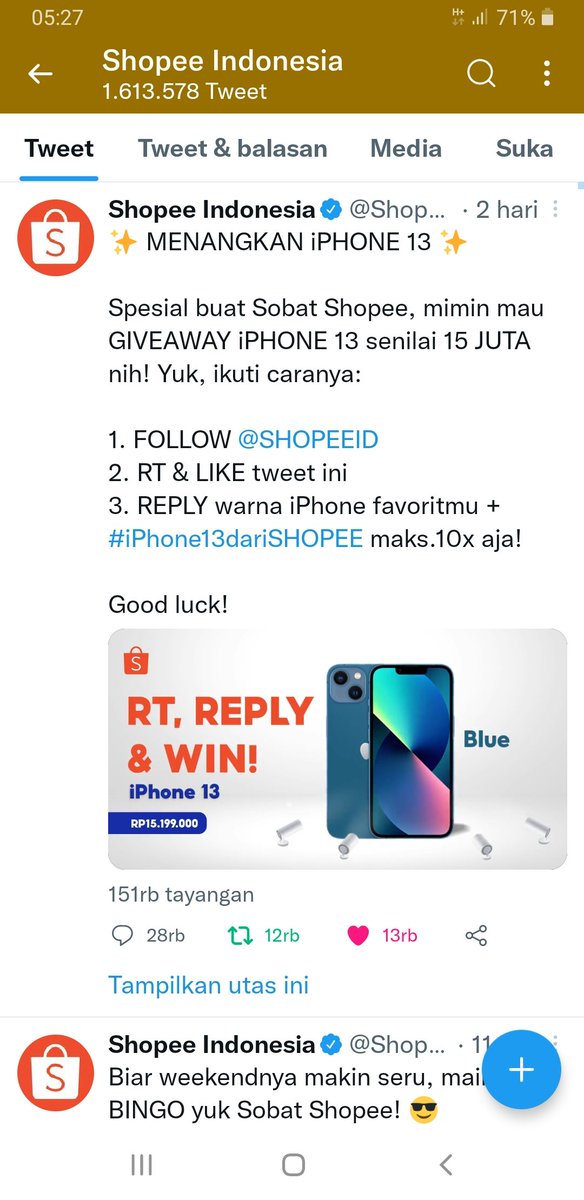 dekarbleng's tweet photo. @ShopeeID So amazing!
Aku suka Midnight Colour
#iPhone13dariSHOPEE https://t.co/aOzc0lXQdm