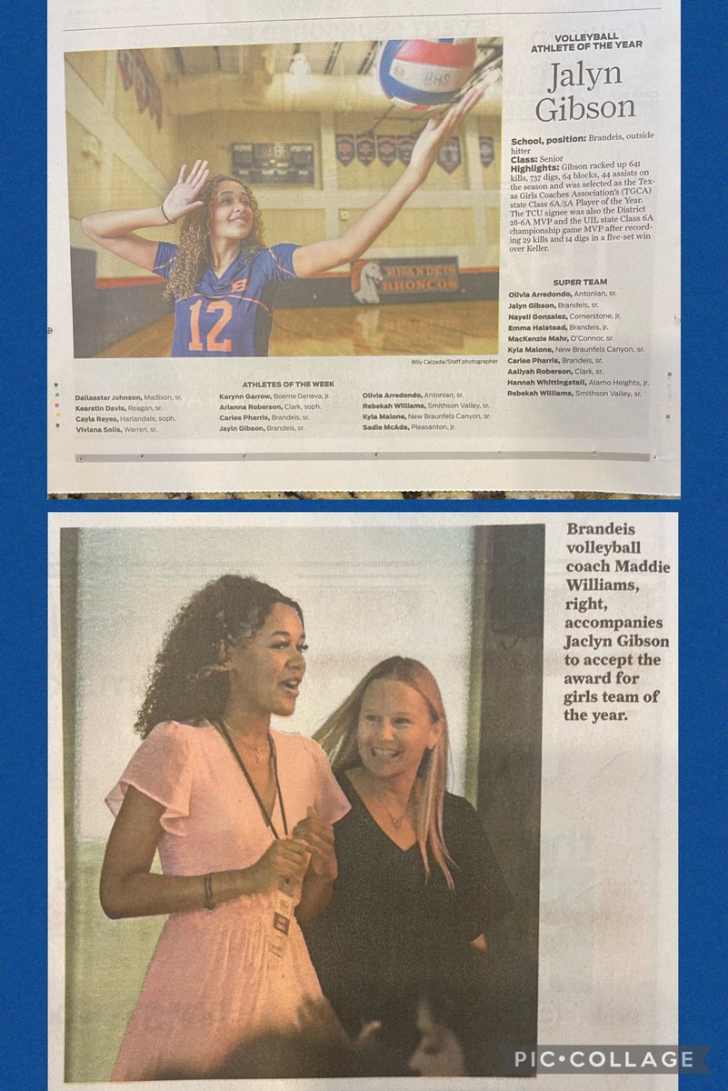 BrandeisVB08's tweet photo. 🌟S.A. TEAM OF THE YEAR &amp; @GibsonJalyn VB Player of the year! Couldn’t be more proud of our #TEAM &amp; JALYN! These awards were earned &amp; definitely well deserved! #classactTEAM #statechamps22 #B4L #VBFAMILY @geriberger08 @CBruce_Sr @BroncosBrandeis @TCUvolleyball @AustinTGCA https://t.co/uulfmwsdNR