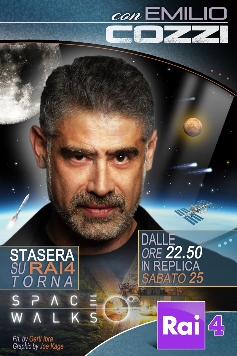 SPACE WALKS con <a href="/emilio_cozzi/">Emilio Cozzi</a>
Stasera su Rai4 torna Space Walks dalle ore 22.50 e in replica sabato 25. <a href="/liberoprodutv/">Libero Produzioni Tv</a> <a href="/ASI_spazio/">Agenzia Spaziale ITA</a> <a href="/esa/">European Space Agency</a> <a href="/Thales_Alenia_S/">Thales Alenia Space</a> <a href="/NASA/">NASA</a> <a href="/Avio_Group/">Avio</a> <a href="/AstroSamantha/">Samantha Cristoforetti</a> <a href="/astro_luca/">Luca Parmitano</a> <a href="/astro_paolo/">Paolo Nespoli</a> @_cchicki <a href="/RaiQuattro/">Rai4</a> <a href="/adaa_stra/">Spazio Magazine</a> @_cchicki <a href="/letiziadavoli/">Letizia Davoli 🚀</a>