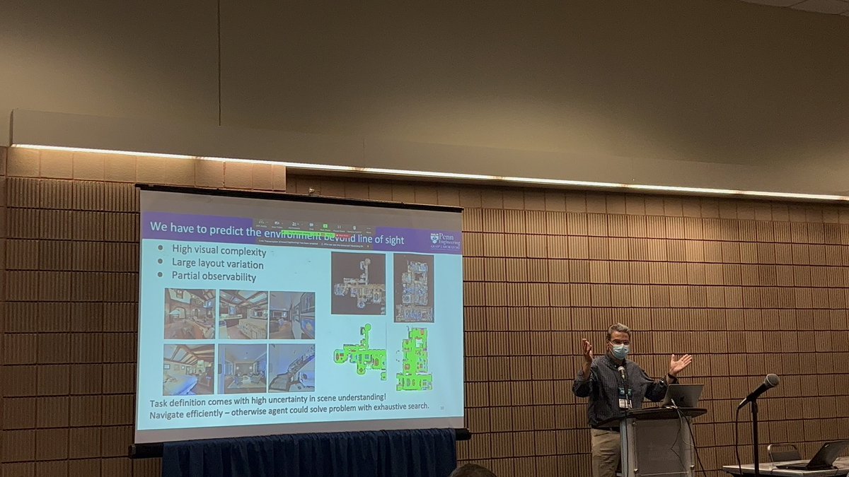 WanchooKaran's tweet photo. Excellent talk by Professor @KostasPenn at @CVPR on Semantic SLAM and Vision &amp; Language Navigation (VLN) today as the conference unfolded on Day-1! Stay tuned for our *Poster presentation on VLN on Thursday (June 23) afternoon* at the venue!! #cvpr2022 https://t.co/wOvjQF4SOo