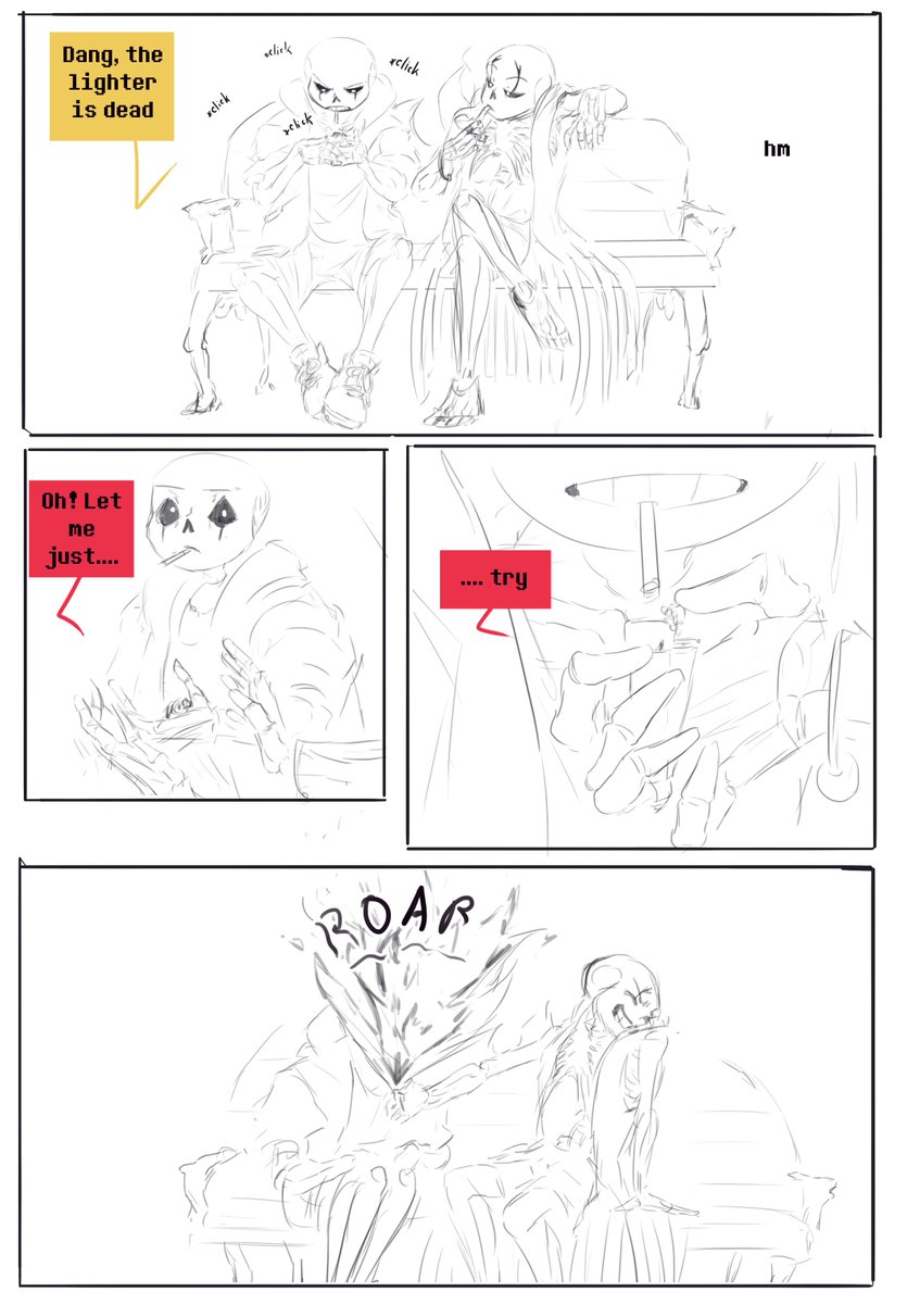 Divoy_'s tweet photo. Quick sketchy comics with my Sanses. Don't have no time no energy.
They're good pals)
#UndertaleAU #Underluck #Firetale #Sans https://t.co/rrfhIwH0CU