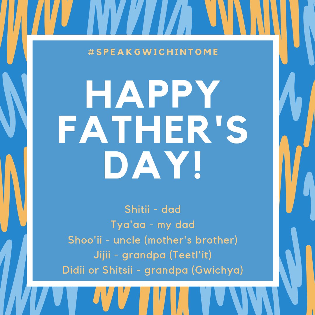 Happy Father's Day!! 💗💗 

Shitii - dad
Tya'aa - my dad
Shoo'ii - uncle (mother's brother)
Jijii - grandpa (Teetl'it)
Didii or Shitsii - grandpa (Gwichya)

#SpeakGwichinToMe #Gwichin