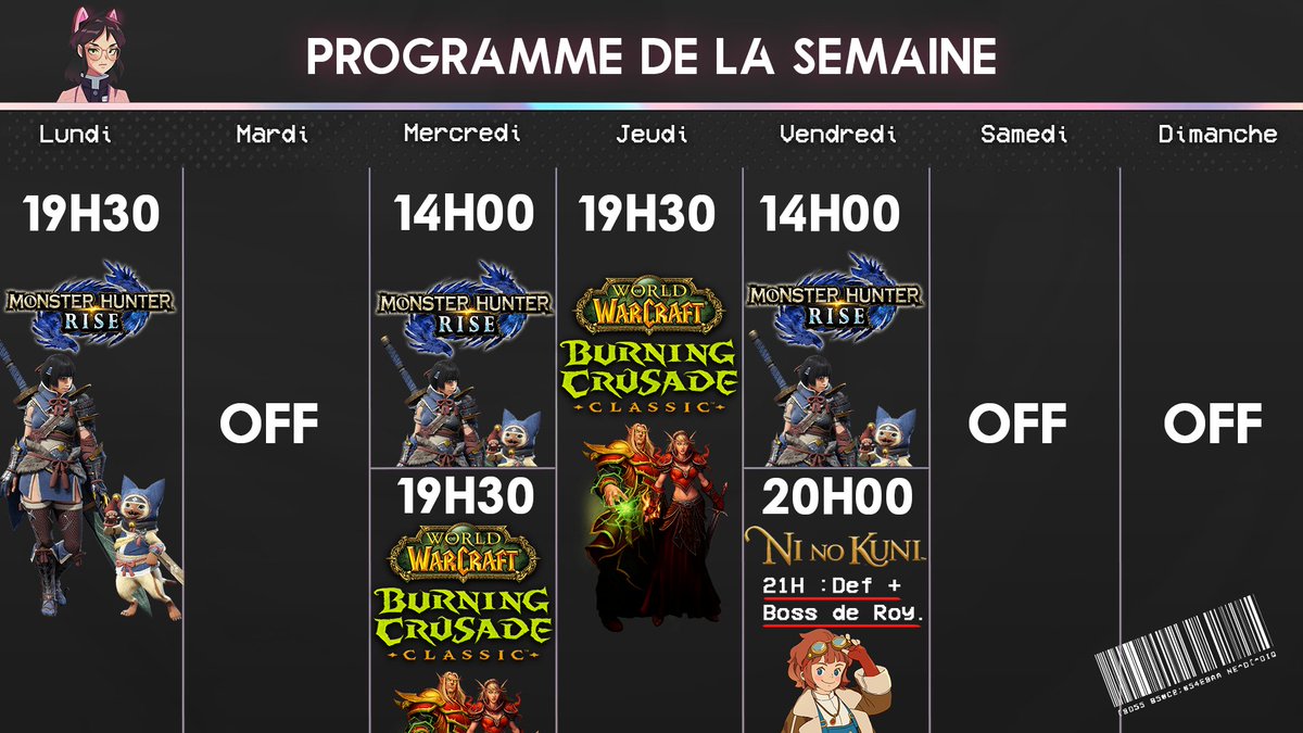 Lousflow's tweet photo. Et paf ! Le planning de la semaine !
Cette semaine on se prépare pour #Sunbreak qui arrive bientôt. 

(Planning du 20/06 au 26/06)
https://t.co/17Hkv8fJxd https://t.co/BVHfuXZJAp