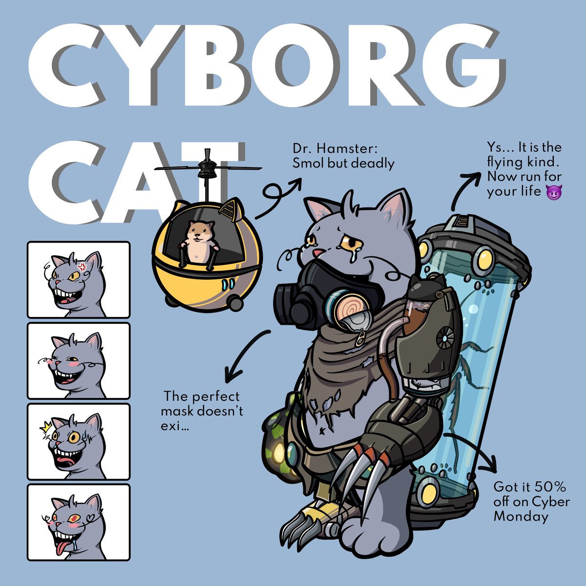 goofymeow's tweet photo. 🥁 🥁 🥁  Sneak peek to our 3rd clan: Cyborg Cat 🦾!

#Solana #SolanaNFT #NFT #NFTart #GoofyMeow #illustration #cat #catdrawing #digitalart #digitaldrawing #avatordrawing #avator #characterdesign #catmemes #memes #cyber #cyberpunk https://t.co/gC1zRJLiXO