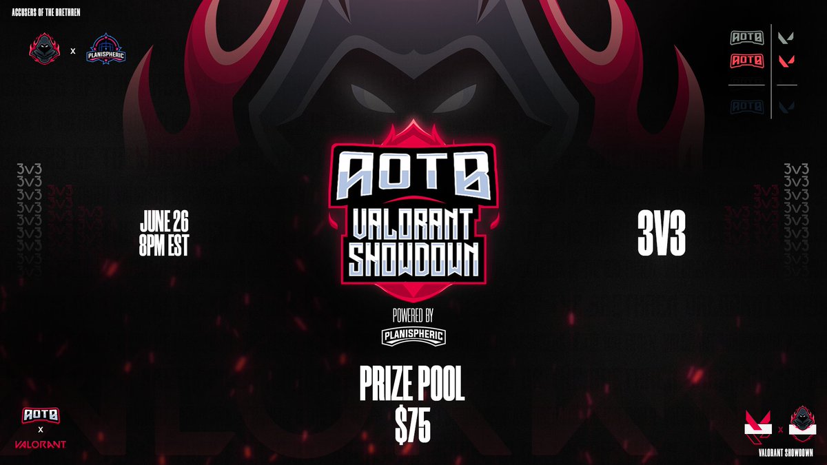 AotBCommunity's tweet photo. Guess what? The time is here! the 3v3 VALORANT SHOWDOWN is coming to you in one week on June 26! Come one, come all. Register here: https://t.co/kEpO9rHIW0 https://t.co/OSy5mXJMeq