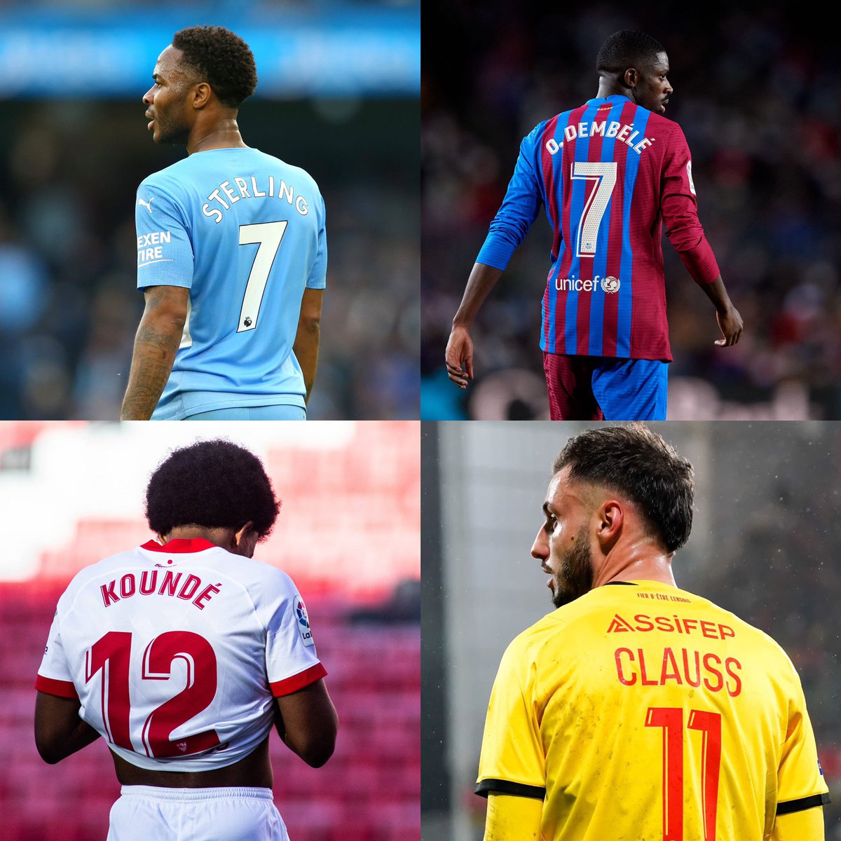 • Raheem Sterling
• Ousmane Dembélé 
• Jules Koundé
• Jonathan Clauss

Chelsea’s summer transfer list is starting to take shape… 👏