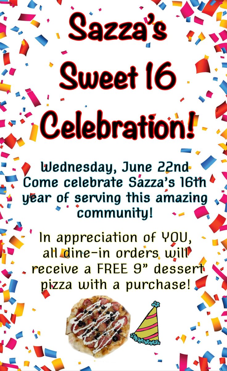 Come see us this Wednesday for a FREE dessert pizza!