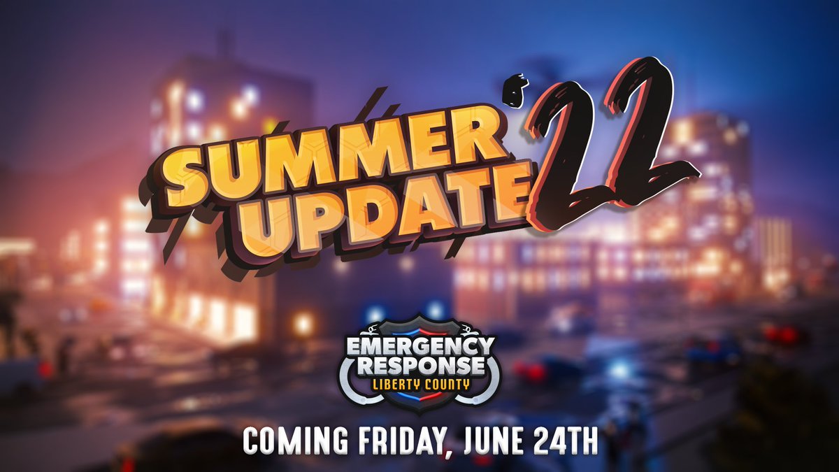 📢 ANNOUNCEMENT: Summer Update '22 coming to ER:LC on Friday, June 24th! ☀️

We'll be posting a new teaser EVERY DAY 🗓️ this week, leading to the update on Friday. Check back here for more info tomorrow! #Roblox 
roblox.com/games/25347244…
