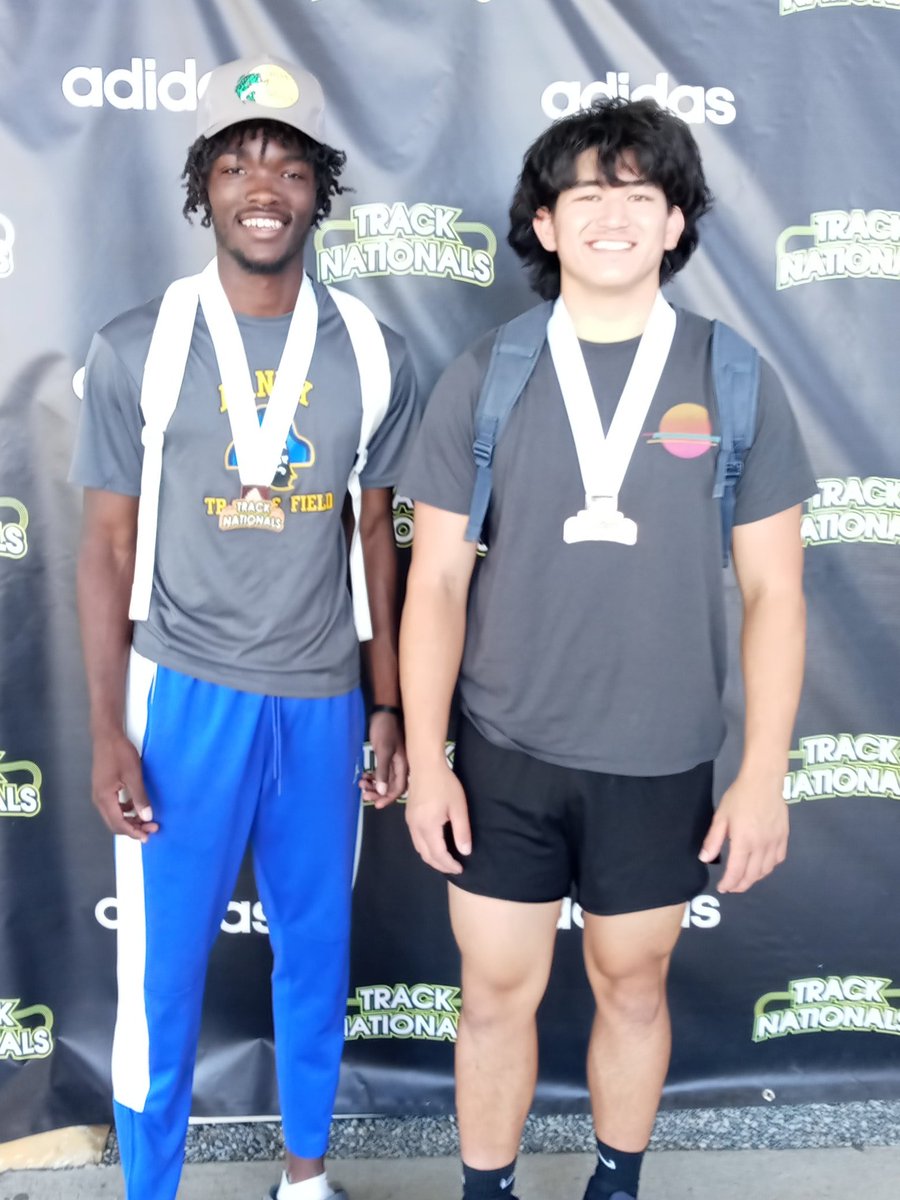 Laney's Connor Powe and Topsail's Nathan Lau earn All-American  honors at the Adidas Track Nationals. In the Championship division, Connor finished 6th in LJ. Nathan,unattached, finished 3rd in discus. He also placed 2nd in hammer throw in the National Elite division. Well Done!
